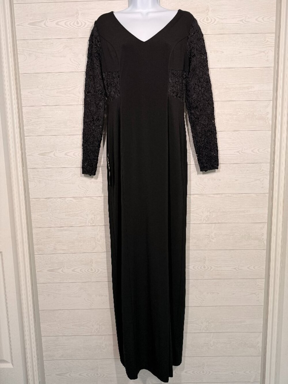 Ann Taylor NWT Black Lace Sleeve Maxi Dress Gown Size 2
